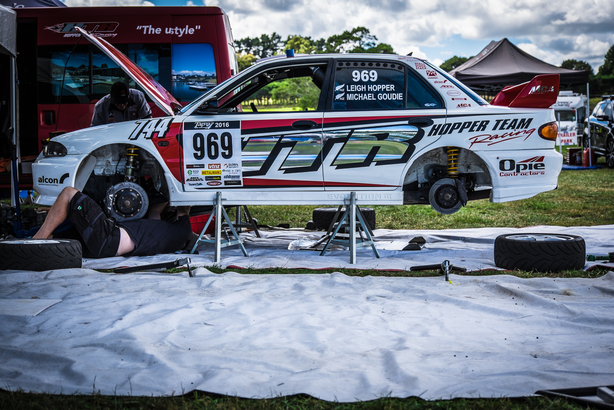 Targa Competition car at speed on a closed road stage
